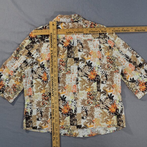 CJ Banks Shirt Womens X Plus 14W Patchwork Hawaiian Coastal Beach Loose Linen - Picture 5 of 11
